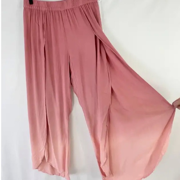 Young Fabulous & Broke Wide Leg Slit pink ombré flowy Rayon pants - Picture 4 of 8